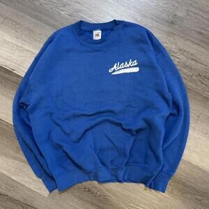 Vintage Large 90s Alaska crewneck sweatshirt in blue and white finds